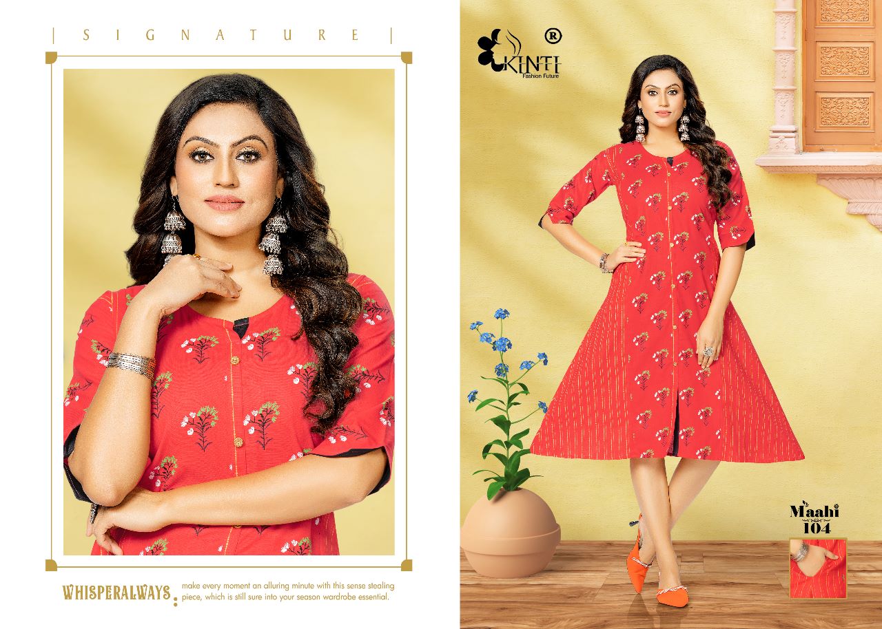 Kinti Maahi Ethnic Wear Princess Cut Wholesale Cotton Kurtis Catalog